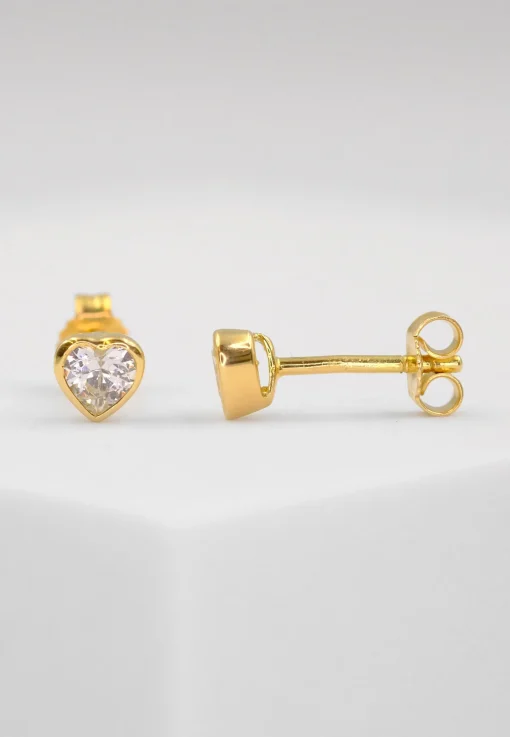 Ohrstecker Herz Gelbgold 750 Zirkonia 5mm