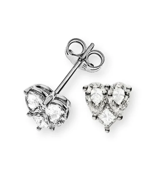 Ohrstecker Herz 750/18K Weissgold Diamant 0.96ct.