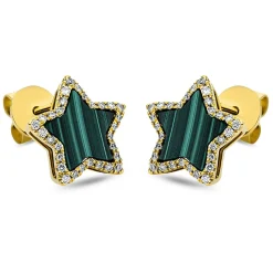 Ohrstecker 750/18K Gelbgold Diamant 0.31ct. Naturstein 2ct.