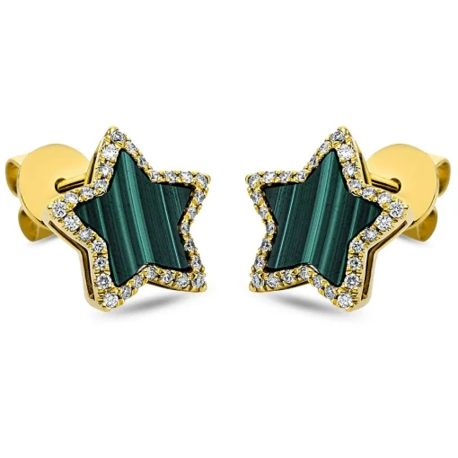 Ohrstecker 750/18K Gelbgold Diamant 0.31ct. Naturstein 2ct.