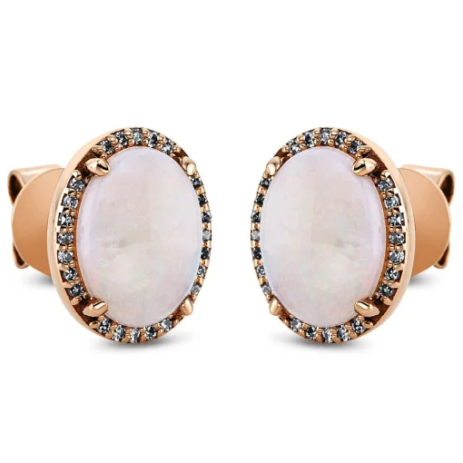 Ohrstecker 585/14K Rotgold Diamant 0.1ct. Opal 1.36ct.
