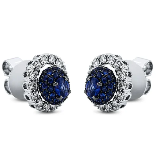 Ohrstecker 750/18K Weissgold Diamant 0.57ct. Safir 1.29ct.
