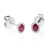 Ohrstecker 750/18K Weissgold Diamant 0.11ct. Rubin 0.54ct.