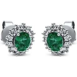 Ohrstecker 750/18K Weissgold Diamant 0.31ct. Smaragd 0.76ct.
