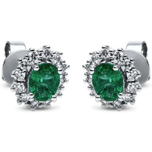 Ohrstecker 750/18K Weissgold Diamant 0.31ct. Smaragd 0.76ct.