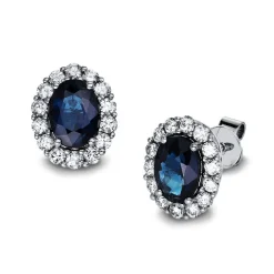 Ohrstecker 750/18K Weissgold Diamant 0.61ct. Safir 2.11ct.