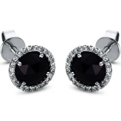 Ohrstecker 585/14K Weissgold Diamant 0.14ct. Onyx 0.81ct.