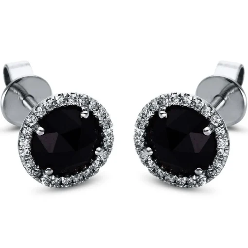 Ohrstecker 585/14K Weissgold Diamant 0.14ct. Onyx 0.81ct.