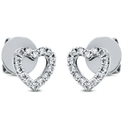 Ohrstecker 750/18K Weissgold Herz Diamant 0.2ct.
