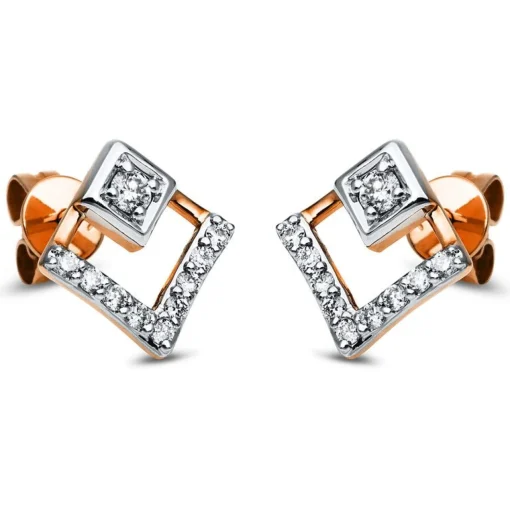 Ohrstecker 750/18K Weissgold/Rotgold Diamant 0.25ct.