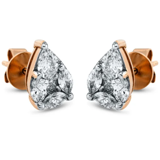 Ohrstecker 750/18K Weissgold/Rotgold Diamant 0.82ct.