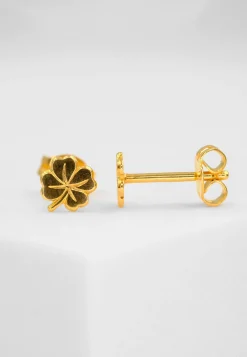 Ohrstecker Kleeblatt Gelbgold 750, 5mm