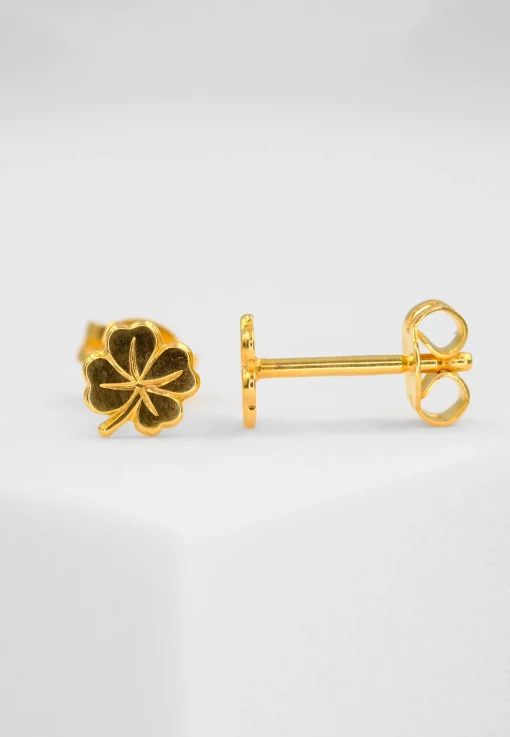 Ohrstecker Kleeblatt Gelbgold 750, 5mm
