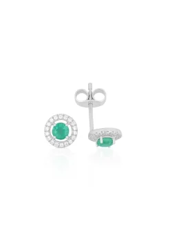 Ohrstecker Weissgold 750 Smaragd 0.34ct. Brillanten 0.10ct