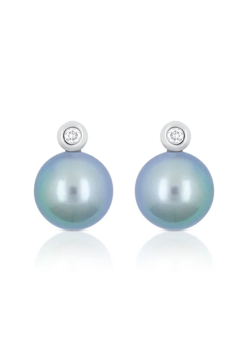 Ohrstecker Weissgold 750 Tahiti Perle 8-9mm Brillant 0.04ct.
