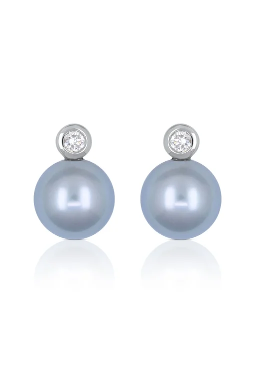 Ohrstecker Weissgold 750 Tahiti Perle 8-9mm Brillant 0.11ct.