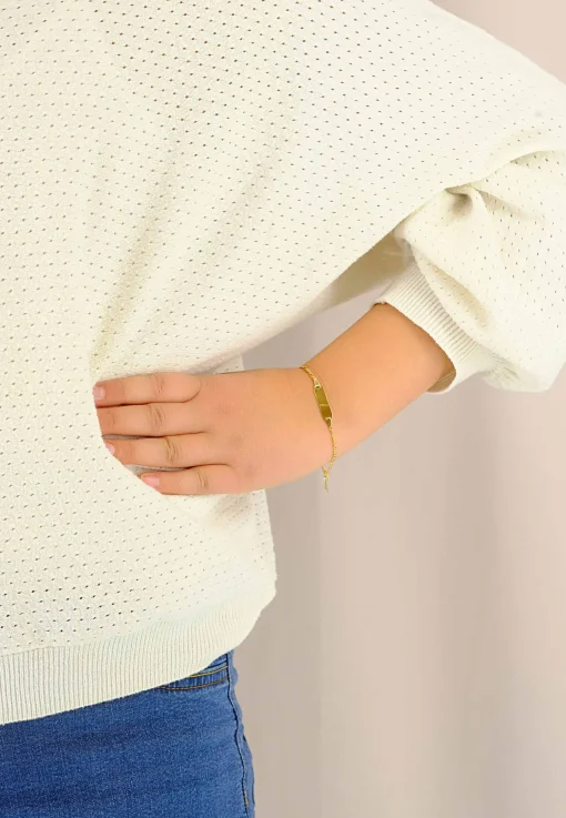 Plaketten-Armband Delphin Gelbgold 375 Figaro, 2.1mm, 14cm