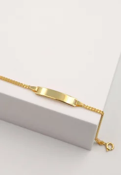 Plaketten-Armband Gelbgold 375 Panzer geschliffen, 2.1mm, 14cm