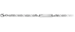 Plaketten-Armband Herz Silber 925 Figaro, 3mm, 14cm