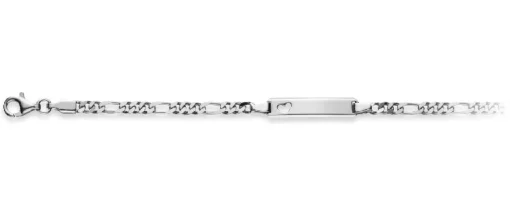 Plaketten-Armband Herz Silber 925 Figaro, 3mm, 14cm