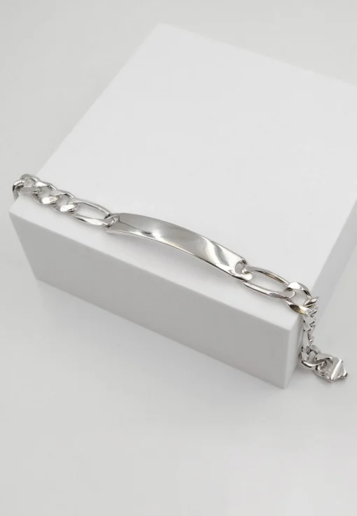 Plaketten-Armband Silber 925 Figaro, 8mm, 21cm