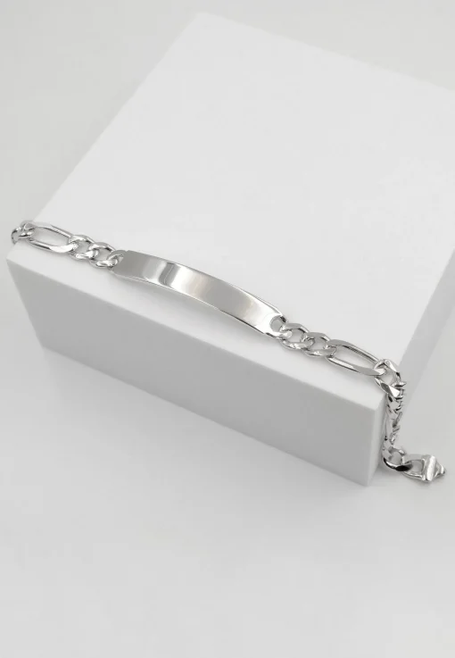 Plaketten-Armband Silber 925 Figaro, 6.3mm, 21cm