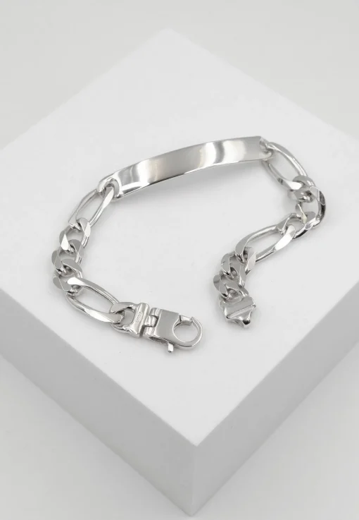Plaketten-Armband Silber 925 Figaro, 8mm, 21cm