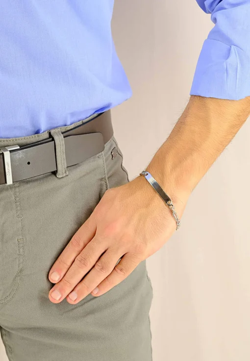 Plaketten-Armband Silber 925 Figaro, 6.3mm, 21cm