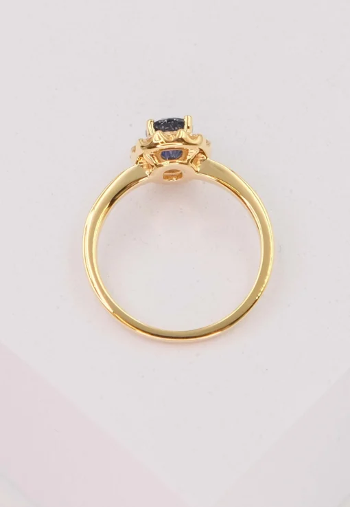 Ring Gelbgold 750 Saphir 0.94ct. Brillanten 0.40ct. (52)
