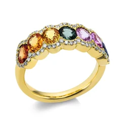 Ring 750/18K Gelbgold Diamant 0.29ct. Safir 3.38ct.