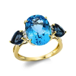 Ring 750/18K Gelbgold Diamant 0.09ct. Topas 9.7ct.