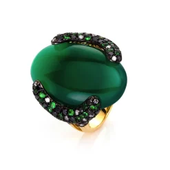 Ring 750/18K Gelbgold Diamant 0.99ct. Tsavorith 22.17ct.