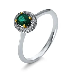 Ring 750/18K Gelbgold/Weissgold Diamant 0.16ct. Smaragd 0.38ct.