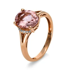 Ring 585/14K Roségold Diamant 0.07ct. Morganit 2.8ct.