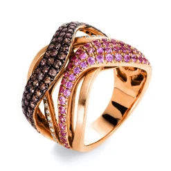 Ring 750/18K Rotgold Diamant 1.01ct. Safir 0.88ct.