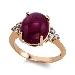 Ring 585/14K Rotgold Diamant 0.14ct. Naturstein 7.18ct.