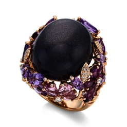Ring 750/18K Rotgold Diamant 0.29ct. Mondstein 41.5ct.