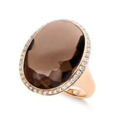 Ring 750/18K Rotgold Diamant 0.35ct. Quarz 18.02ct.