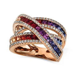 Ring 750/18K Rotgold Diamant 0.85ct. Safir 2.98ct.