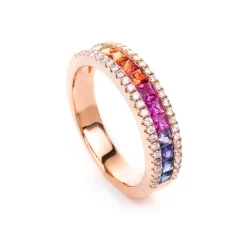 Ring 750/18K Rotgold Diamant 0.25ct. Safir 0.96ct.