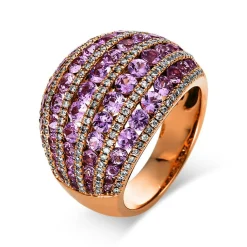 Ring 750/18K Rotgold Diamant 0.68ct. Safir 4.39ct.