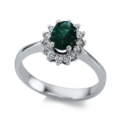 Ring 585/14K Weissgold Diamant 0.25ct. Smaragd 0.71ct.