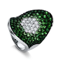 Ring 750/18K Weissgold Diamant 0.78ct. Tsavorith 4ct.