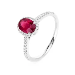 Ring 750/18K Weissgold Diamant 0.25ct. Rubin 1.1ct.