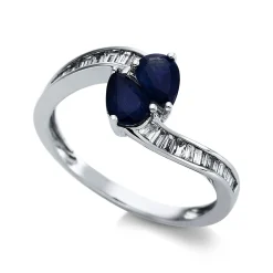 Ring 750/18K Weissgold Diamant 0.35ct. Safir