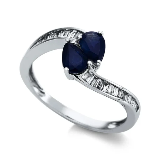 Ring 750/18K Weissgold Diamant 0.35ct. Safir