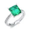 Ring 750/18K Weissgold Diamant 0.28ct. Smaragd 3.04ct.