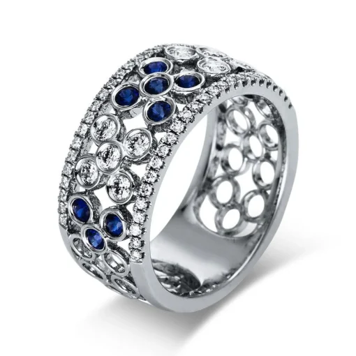 Ring 750/18K Weissgold Diamant 0.57ct. Safir 0.47ct.