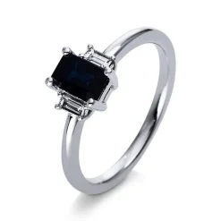 Ring 750/18K Weissgold Diamant 0.09ct. Safir 0.78ct.