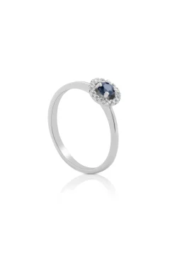 Ring Weissgold 750 Diamant 0.096ct. Saphir 0.26ct.